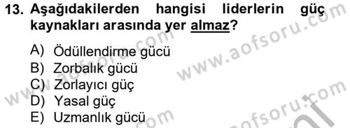 İş Etiği Dersi 2012 - 2013 Yılı (Final) Dönem Sonu Sınav Soruları 13. Soru