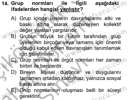 İş Etiği Dersi 2012 - 2013 Yılı (Final) Dönem Sonu Sınav Soruları 14. Soru