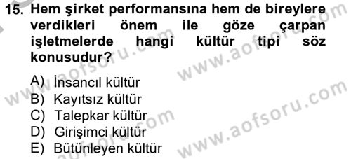 İş Etiği Dersi 2012 - 2013 Yılı (Final) Dönem Sonu Sınav Soruları 15. Soru