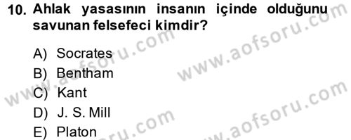 İş Etiği Dersi 2013 - 2014 Yılı (Vize) Ara Sınav Soruları 10. Soru