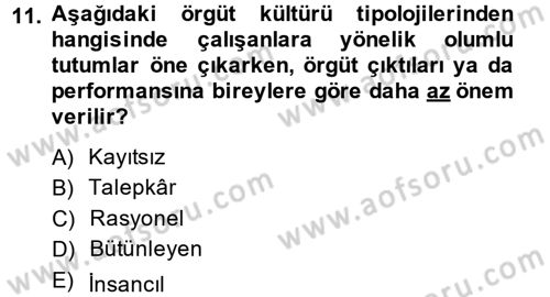 İş Etiği Dersi 2013 - 2014 Yılı (Final) Dönem Sonu Sınav Soruları 11. Soru