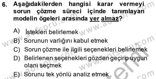 İş Etiği Dersi 2013 - 2014 Yılı (Final) Dönem Sonu Sınav Soruları 6. Soru