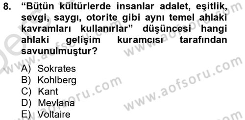 İş Etiği Dersi 2013 - 2014 Yılı Tek Ders Sınav Soruları 8. Soru