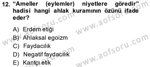 İş Etiği Dersi 2014 - 2015 Yılı (Vize) Ara Sınav Soruları 12. Soru