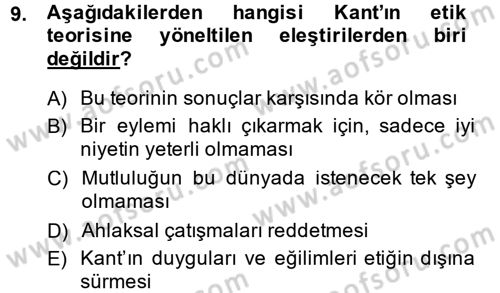 İş Etiği Dersi 2014 - 2015 Yılı (Vize) Ara Sınav Soruları 9. Soru