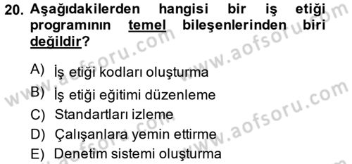 İş Etiği Dersi 2014 - 2015 Yılı (Final) Dönem Sonu Sınav Soruları 20. Soru