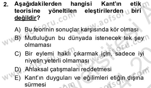 İş Etiği Dersi 2014 - 2015 Yılı Tek Ders Sınav Soruları 2. Soru