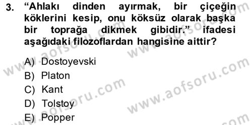 İş Etiği Dersi 2014 - 2015 Yılı Tek Ders Sınav Soruları 3. Soru