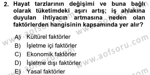 İş Etiği Dersi 2015 - 2016 Yılı (Final) Dönem Sonu Sınav Soruları 2. Soru