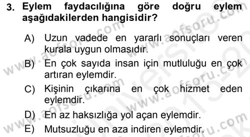 İş Etiği Dersi 2015 - 2016 Yılı Tek Ders Sınav Soruları 3. Soru