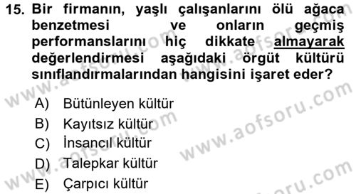 İş Etiği Dersi 2016 - 2017 Yılı 3 Ders Sınav Soruları 15. Soru