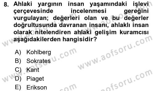 İş Etiği Dersi 2016 - 2017 Yılı 3 Ders Sınav Soruları 8. Soru