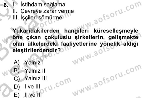 İş Etiği Dersi 2016 - 2017 Yılı (Vize) Ara Sınav Soruları 6. Soru