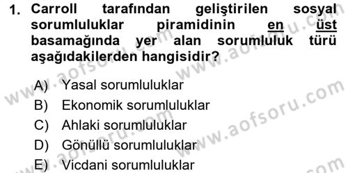 İş Etiği Dersi 2016 - 2017 Yılı (Final) Dönem Sonu Sınav Soruları 1. Soru