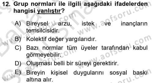 İş Etiği Dersi 2016 - 2017 Yılı (Final) Dönem Sonu Sınav Soruları 12. Soru