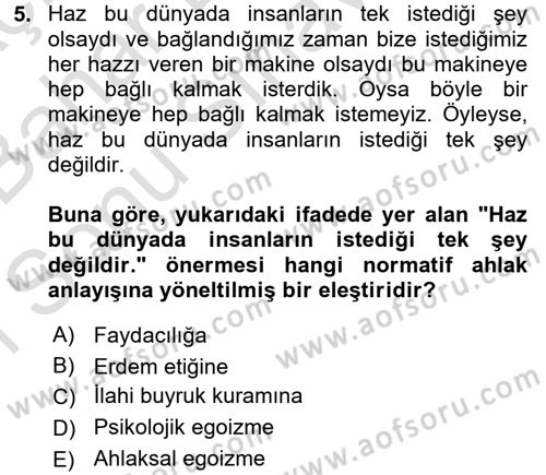 İş Etiği Dersi 2016 - 2017 Yılı (Final) Dönem Sonu Sınav Soruları 5. Soru