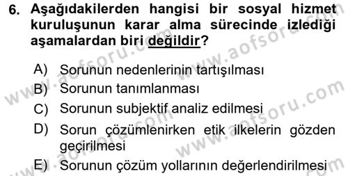 İş Etiği Dersi 2016 - 2017 Yılı (Final) Dönem Sonu Sınav Soruları 6. Soru