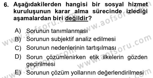 İş Etiği Dersi 2017 - 2018 Yılı 3 Ders Sınav Soruları 6. Soru