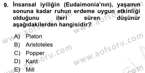 İş Etiği Dersi 2017 - 2018 Yılı (Vize) Ara Sınav Soruları 9. Soru