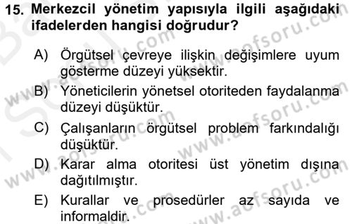 İş Etiği Dersi 2017 - 2018 Yılı (Final) Dönem Sonu Sınav Soruları 15. Soru