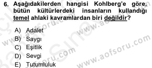 İş Etiği Dersi 2017 - 2018 Yılı (Final) Dönem Sonu Sınav Soruları 6. Soru