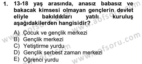 Sosyal Hizmet Kuruluşları Dersi 2012 - 2013 Yılı (Vize) Ara Sınav Soruları 1. Soru