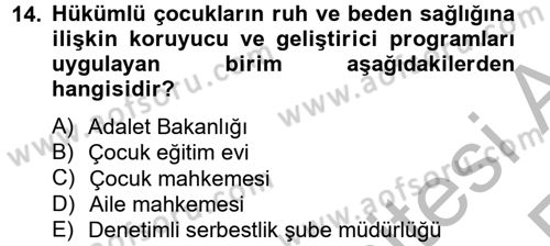 Sosyal Hizmet Kuruluşları Dersi 2012 - 2013 Yılı (Vize) Ara Sınav Soruları 14. Soru