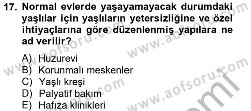 Sosyal Hizmet Kuruluşları Dersi 2012 - 2013 Yılı (Vize) Ara Sınav Soruları 17. Soru