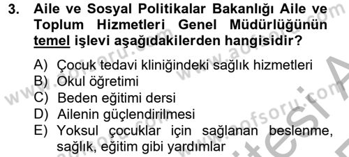 Sosyal Hizmet Kuruluşları Dersi 2012 - 2013 Yılı (Vize) Ara Sınav Soruları 3. Soru