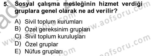 Sosyal Hizmet Kuruluşları Dersi 2012 - 2013 Yılı (Vize) Ara Sınav Soruları 5. Soru