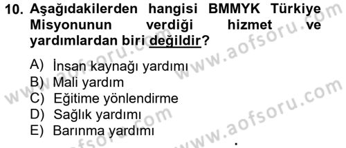 Sosyal Hizmet Kuruluşları Dersi 2012 - 2013 Yılı (Final) Dönem Sonu Sınav Soruları 10. Soru