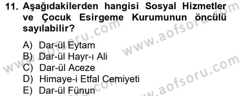 Sosyal Hizmet Kuruluşları Dersi 2012 - 2013 Yılı (Final) Dönem Sonu Sınav Soruları 11. Soru