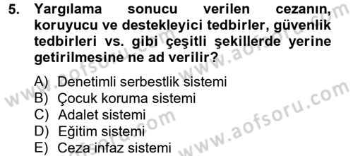 Sosyal Hizmet Kuruluşları Dersi 2012 - 2013 Yılı (Final) Dönem Sonu Sınav Soruları 5. Soru