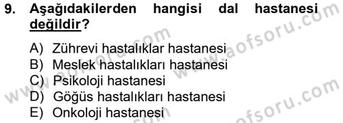 Sosyal Hizmet Kuruluşları Dersi 2012 - 2013 Yılı (Final) Dönem Sonu Sınav Soruları 9. Soru