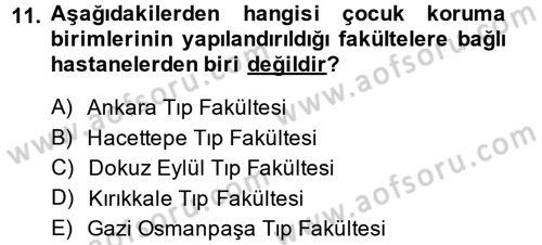 Sosyal Hizmet Kuruluşları Dersi 2013 - 2014 Yılı (Vize) Ara Sınav Soruları 11. Soru