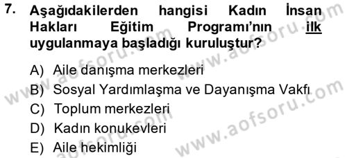 Sosyal Hizmet Kuruluşları Dersi 2013 - 2014 Yılı (Vize) Ara Sınav Soruları 7. Soru