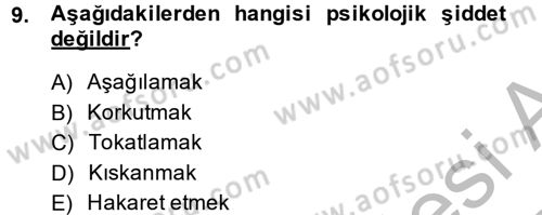 Sosyal Hizmet Kuruluşları Dersi 2013 - 2014 Yılı (Vize) Ara Sınav Soruları 9. Soru