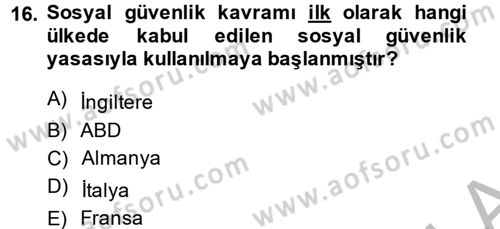 Sosyal Hizmet Kuruluşları Dersi 2013 - 2014 Yılı (Final) Dönem Sonu Sınav Soruları 16. Soru