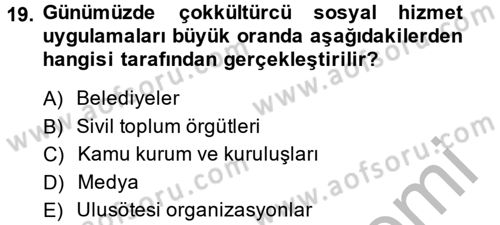 Sosyal Hizmet Kuruluşları Dersi 2013 - 2014 Yılı (Final) Dönem Sonu Sınav Soruları 19. Soru