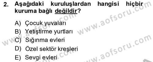 Sosyal Hizmet Kuruluşları Dersi 2013 - 2014 Yılı (Final) Dönem Sonu Sınav Soruları 2. Soru