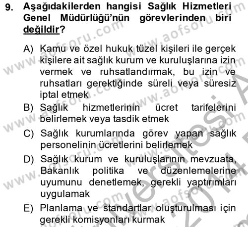 Sosyal Hizmet Kuruluşları Dersi 2013 - 2014 Yılı (Final) Dönem Sonu Sınav Soruları 9. Soru