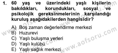 Sosyal Hizmet Kuruluşları Dersi 2013 - 2014 Yılı Tek Ders Sınav Soruları 1. Soru