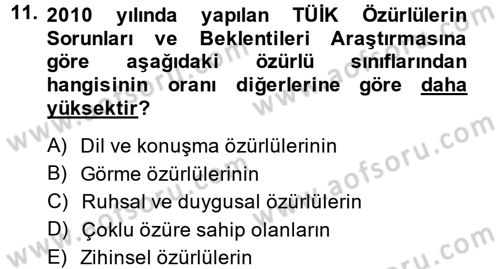 Sosyal Hizmet Kuruluşları Dersi 2013 - 2014 Yılı Tek Ders Sınav Soruları 11. Soru