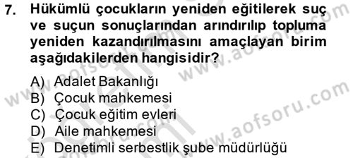 Sosyal Hizmet Kuruluşları Dersi 2013 - 2014 Yılı Tek Ders Sınav Soruları 7. Soru