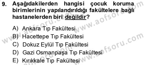 Sosyal Hizmet Kuruluşları Dersi 2013 - 2014 Yılı Tek Ders Sınav Soruları 9. Soru