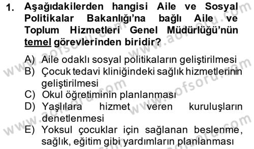 Sosyal Hizmet Kuruluşları Dersi 2014 - 2015 Yılı (Vize) Ara Sınav Soruları 1. Soru