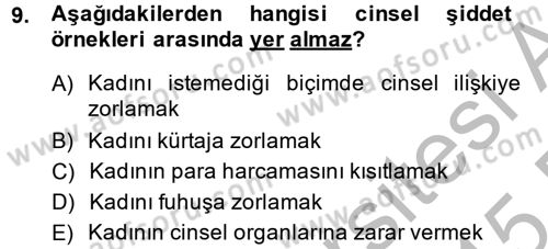 Sosyal Hizmet Kuruluşları Dersi 2014 - 2015 Yılı (Vize) Ara Sınav Soruları 9. Soru