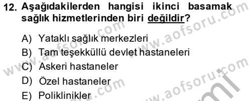 Sosyal Hizmet Kuruluşları Dersi 2014 - 2015 Yılı (Final) Dönem Sonu Sınav Soruları 12. Soru