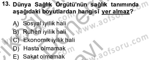 Sosyal Hizmet Kuruluşları Dersi 2014 - 2015 Yılı (Final) Dönem Sonu Sınav Soruları 13. Soru