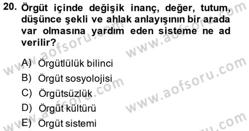 Sosyal Hizmet Kuruluşları Dersi 2014 - 2015 Yılı (Final) Dönem Sonu Sınav Soruları 20. Soru